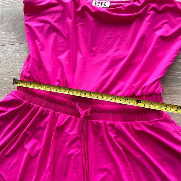 NEW Hot Pink TCEC Active Romper Summer Athletic Vacation Pickleball Tennis Sport - Picture 2 of 9